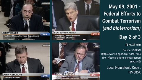 2001 (May 09) - C-SPAN: USA Federal Efforts to Combat Terrorism (and bioterrorism), Day 2 of 3
