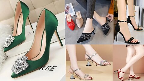 luxury Leather Fashion Sandals Rhinestone Transparent women heels beautiful shoes #fyp #fashion
