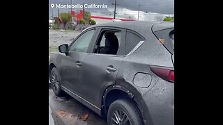 Extremely rare damagingtornado touches down near downtown Los Angeles, California.