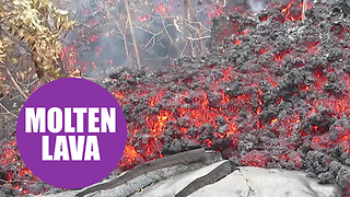 Geologists collecting lava from inside live volcanoes