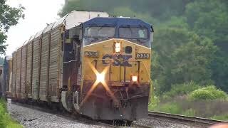 CSX M332 Autorack/Manifest Mixed Freight Train from Sterling, Ohio June 11, 2022