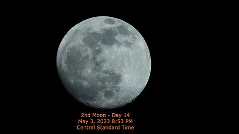 Moon Phase - May 3, 2023 8:53 PM CST (2nd Moon Day 14)