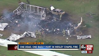 Elderly woman dead, man severely burned after fire destroys Pasco County mobile home