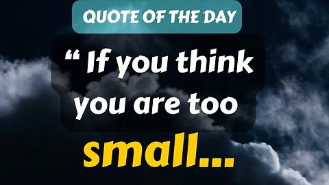 Quote of The Day (2): If you think you are too Small...