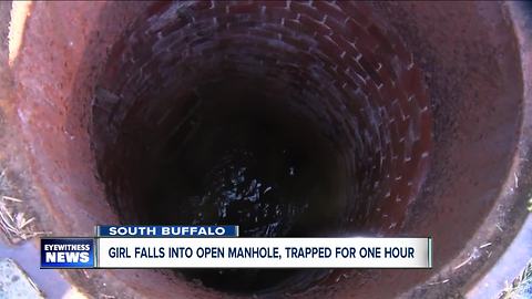 Student falls into open manhole