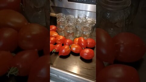 Canning organic homegrown Roma tomatoes!