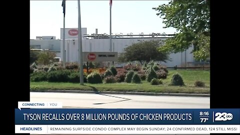 Tyson recalls over 8 million pounds of chicken products