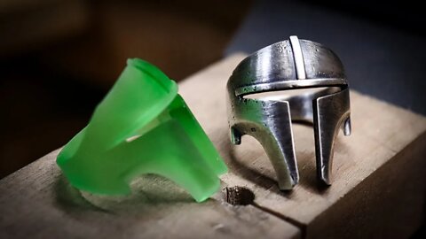 Casting Silver Mandalorian Helmet Ring - #lostwaxcasting #shorts