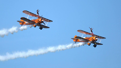 Awesome Aerosuperbatics Wingwalkers At Torbay Airshow in 4K
