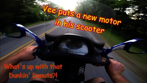 Roketa 150 scooter. Hawk 250 Vee put a new motor in his Scooter . Silly Dunkin' Donuts