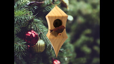 Miniature Birdhouse Ornament, Handmade from Select Grade Hardwoods