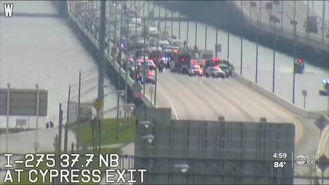 Crash on Howard Frankland Bridge ends with 3 people jumping off the bridge, police say