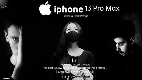 iphone Black & White portrait || presets || Royal Creators