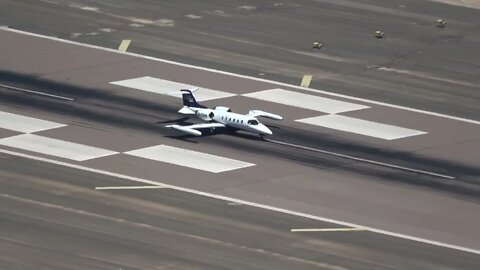 Learjet 35A Lands and Taxis at Gibraltar