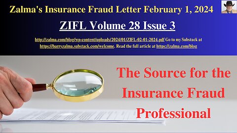 Zalma's Insurance Fraud Letter February 1, 2024