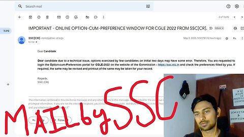 Important Email from SSC - SSC CGL 2022 Option Cum Preference Form #ssc #ssccgl2022 #mews
