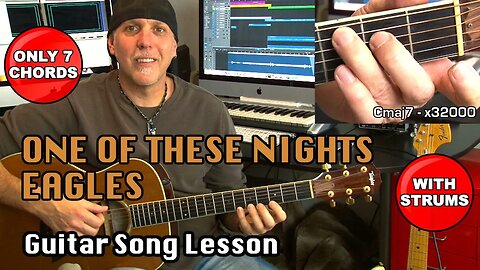 Eagles One Of These Nights acoustic guitar song lesson with strums