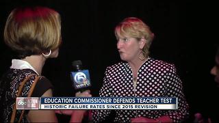 FL's education boss defends teacher test