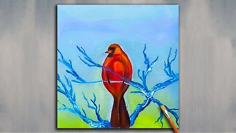 How to Paint a Red Sparrow Bird | Acrylic Painting Tutorial for Beginners