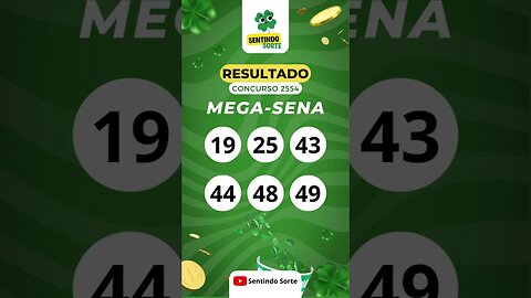 🍀 Resultado MEGA-SENA 2554 | Sentindo Sorte #shorts