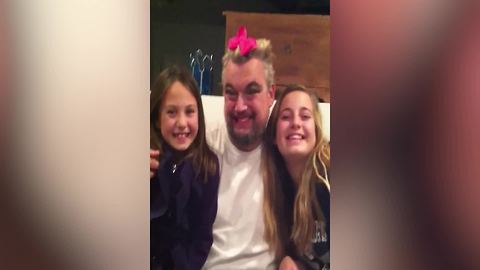 Two Girls Give Dad A Funny Makeover