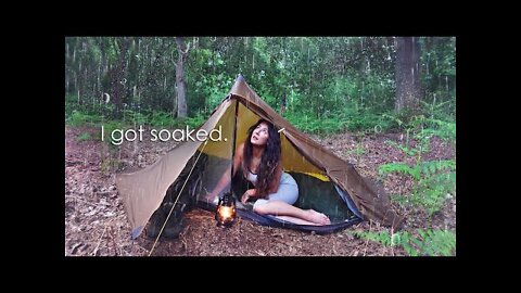 Heavy Rain Wild Camping in Budget Superlight Hiking Tent.