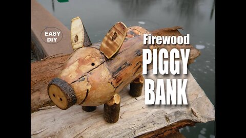 DIY Firewood Piggy Bank Easy How to Make video