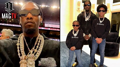 Offset Pulls Up To Hawks Game With His Sons Iced Out! 💎