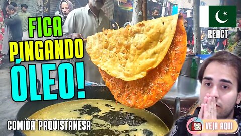 PIZZA FRITA: VOCÊ JÁ VIU? Até pinga óleo! Reagindo a COMIDAS DE RUA do PAQUISTÃO | Veja Aqui Reacts