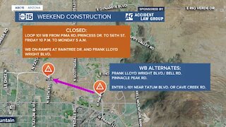 Weekend Construction: Closure on Loop 101, and lanes reduced on I-10