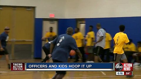 Clearwater police take on summer camp team in game of basketball