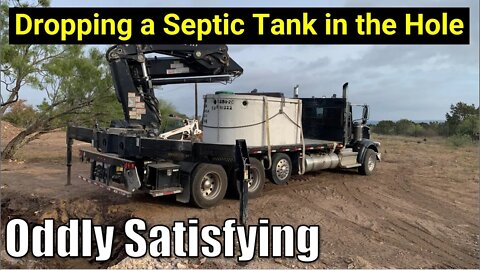 Dropping a 1,250 Gallon Septic Tank Down in the Hole - Oddly Satisfying