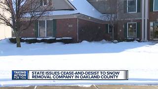 State issues cease-and-desist to snow removal company in Oakland County