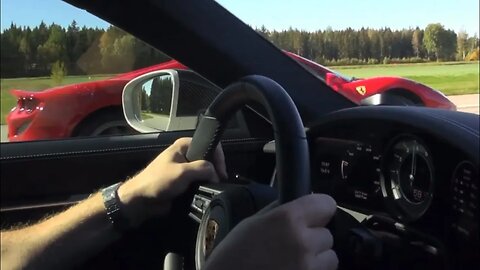 720 HP Ferrari F8 Spider dominates 650 HP Porsche 992 Turbo S Coupe in Crayon