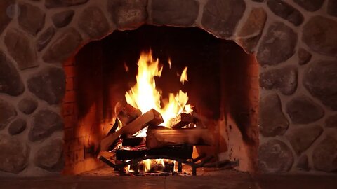 Crackling Fireplace, Fire Burning w Snowstorm & Howling Winds Outside Relaxing Nature Sounds