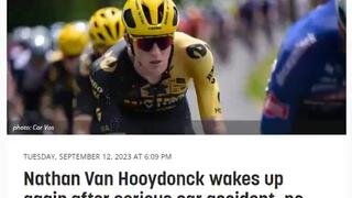 PRO CYCLIST struck by a 'HEART ATTACK' ？ Nathan van Hooydonck (27) CAR SMASH