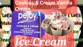 Cookies & Cream Vanilla Cream Filled Chocolate Biscuit Sticks Ice Cream