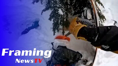 Skier races against the clock to dig out snowboarder buried head first under snow