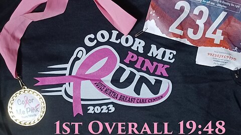 Color Me Pink 5k Breast Cancer Run 1st overall 19:48