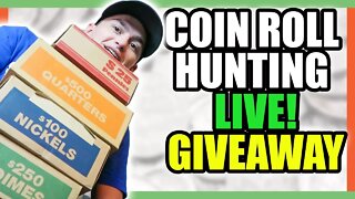 COIN ROLL HUNTING FOR SILVER NICKELS - LIVE STREAM GIVEAWAY!!