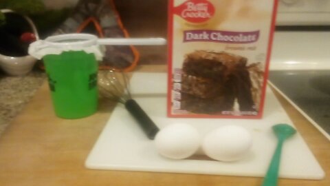 prepping for dark chocolate pot brownies