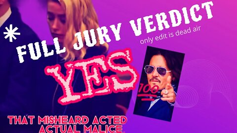 Watch #amberheard LOSE. JURY VERDICT #fullvideo #justiceforjohnnydepp