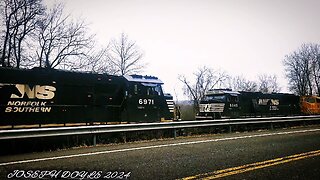 NS TRAINS 265 & 16R meet in Afton NY