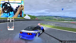 Drift NISSAN 180SX - Assetto Corsa drift mods Mega Space / Logitech g29 Gameplay 4k