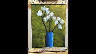 "Flowers 2" Acrylic Abstract Portrait painting, 11x14 canvas with Black gesso White blue #artsale