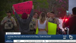 Dozens protest Vista High's football team incident