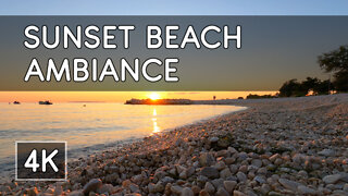 Ambiance: Sunset on a Mediterranean Beach - Sound of Waves with Calming Music - 4K UHD