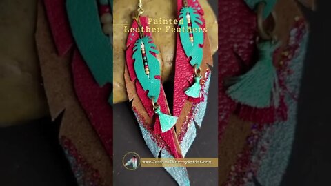 RED TINY TASSELS, 4 inch, leather feather earrings