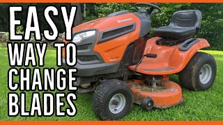 Easy Way to Change Husqvarna Riding Lawn Mower Blades Without Lift ||YTH18542||LINK IN DESCRIPTION||