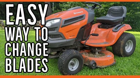 Easy Way to Change Husqvarna Riding Lawn Mower Blades Without Lift ||YTH18542||LINK IN DESCRIPTION||